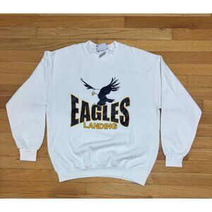 Vintage Lee Eagles Landing Crewneck Sweatshirt – Women's Oversize – White